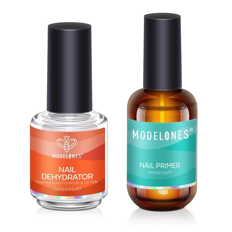 Modelones Nail Dehydrator & Primer Kit | 15ml Acid-Free Base Coat + 6 Brown Gel Polishes