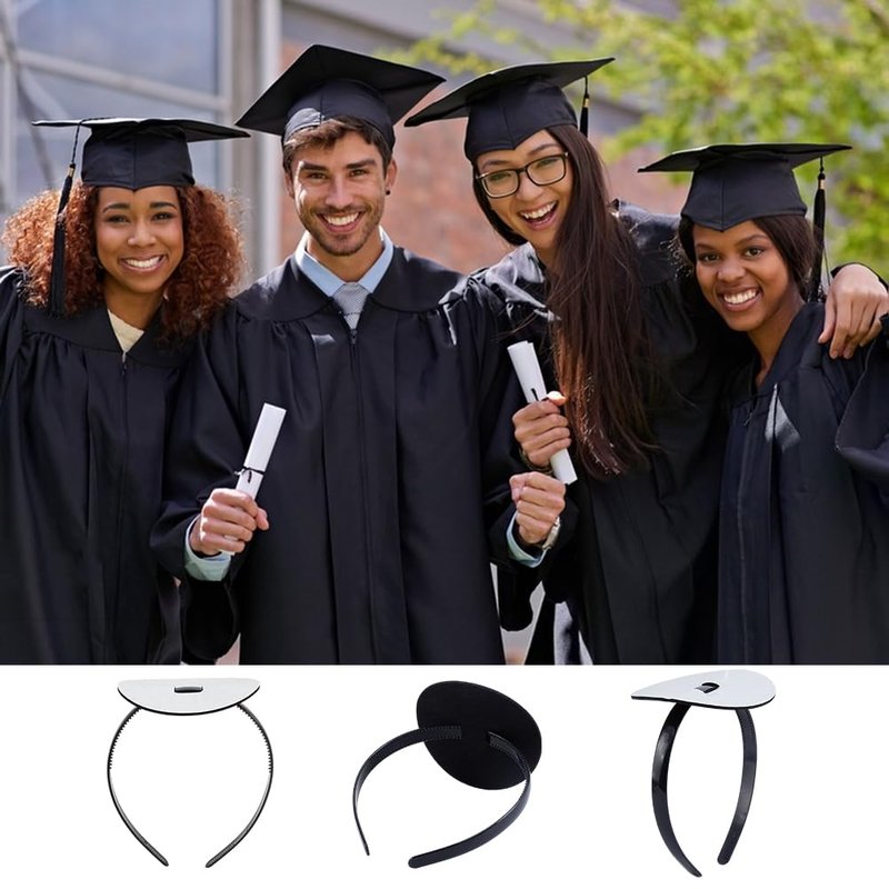 AHANDMAKER 1Pc Graduation Cap Headband Insert Firm Anti-fall HairBand for Grad Cap Graduation Hat Decorations Holder for Students Graduates Women Keep Hairstyle Fixed, Round