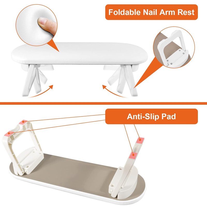 Diesisa Nail Arm Rest - Foldable PU Leather Hand Rest for Manicure | Soft White Nail Mat for Salon Use