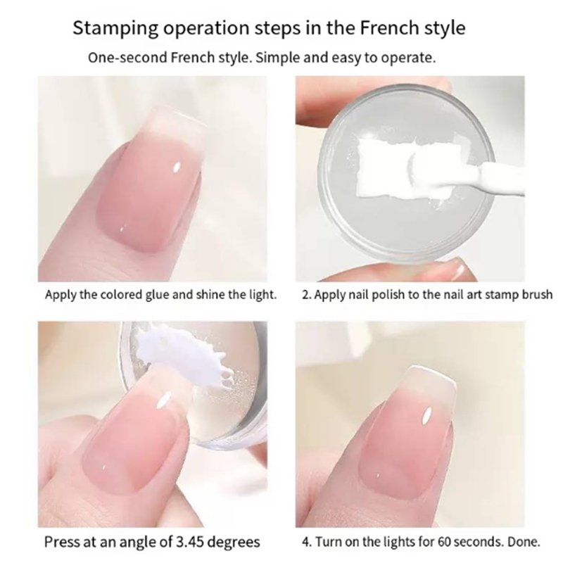 DAIXIANGER French Tip Nail Stamp, Nail Stamping Kit, French Tip Stamp Tool, 2 Sizes Clear Nail Stamper with Scraper, Professional Nail Stampd for French Manicure & DIY Nail Art at Home