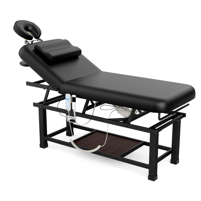 Olela Electric Massage Table with Heated Function- Heated Massage Table with Electric Lift & Manual Adjustable Backrest, Treatment Table with Storage and Metal Frame for Massage, Spa So On