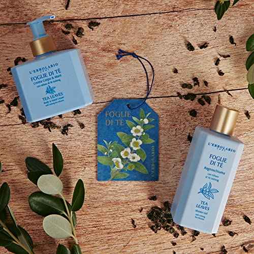 L'Erbolario Body and Hand Cream - Toning and Moisturizing Hand Lotion for Women and Men with Cocoa Butter - Citrus Floral Scent - Tea Leaves - 8.4 oz