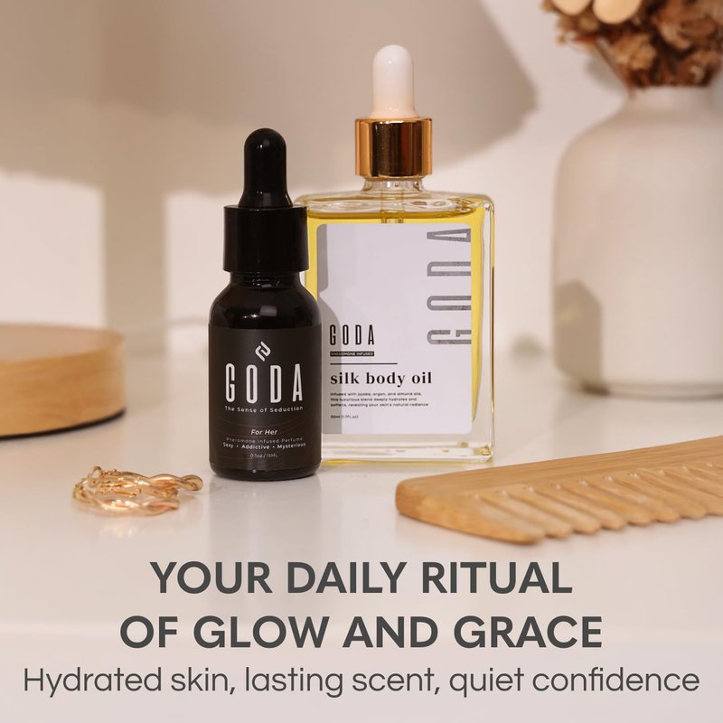 GODA for Her Perfume and Silk Body Oil for Women - Perfect Bundle for Your Daily Stunning Beauty and Attraction