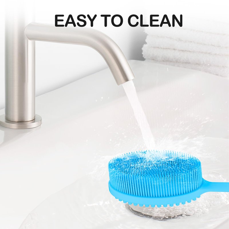 Silicone Body Scrubber with Handle,Double Sided Shower Brush-Body Exfoliator Scrubber&Soft Silicone Bath Body Brush.Massage Can Produce Rich Foam is Cleanse Every inch of Your Skin Simply Effectively