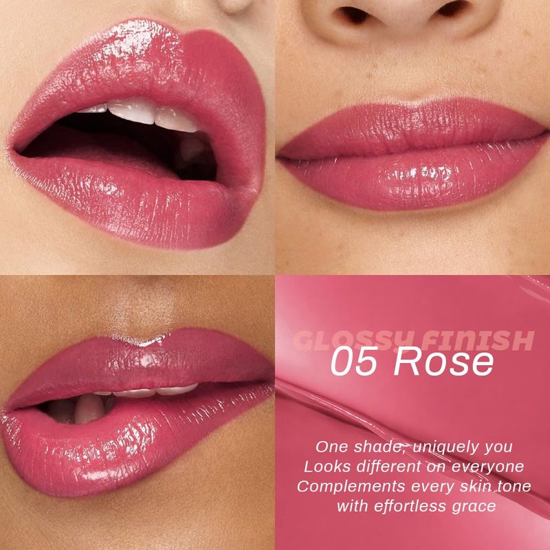 evpct Rose Honey Lipstick Tinted Lip Balm, Moisturizing Tinted Lip Oil Stick Lipstick for Older Women, Sheer Lightweight Hydrating Nourishing Shine Tinted Lip Balm Color Gloss Tint Stain, 05 Rose