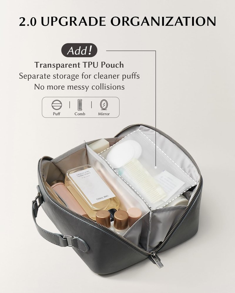 EACHY Makeup Bag, Large Capacity Provence Travel Toiletry Bag, Waterproof Cosmetic Bags for Women Large Capacity Makeup Pouch with Divider and Handle