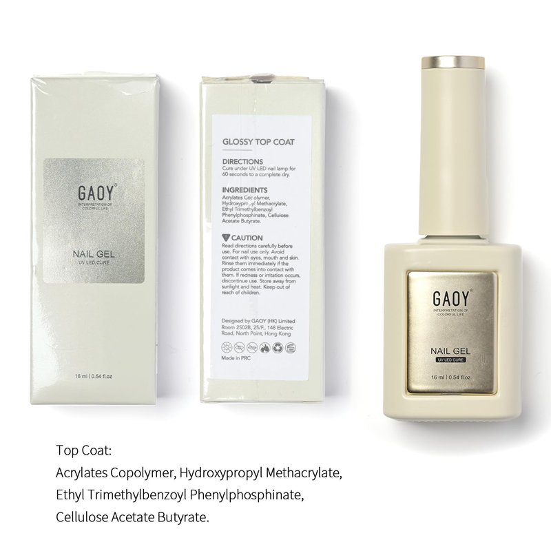 Glossy Gel Top Coat for Gel Nail Polish - 16ml No Wipe Clear Finish | High Gloss Varnish for Long-Lasting Nail Art