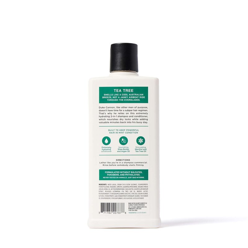 Duke Cannon Tea Tree 2-in-1 Shampoo & Conditioner for Men - 14 fl oz | Fresh Mint & Eucalyptus Scent, Soothes Scalp