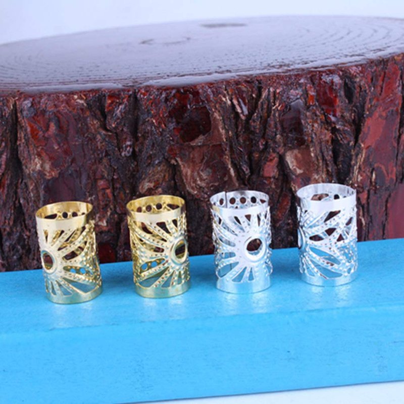100pcs Dreadlocks Braiding Beads, Silver Gold Hair Coil Dreadlocks Meal Cuffs Tubes DIY Braid Rings for Kid Girl Women Hair Braiding