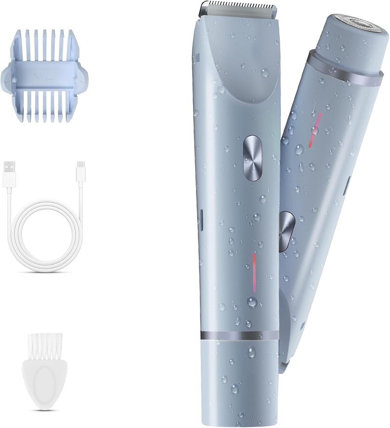 Skiennix Bikini Trimmer for Women - 2-in-1 Electric Razor & Shaver | IPX7 Waterproof, Blue