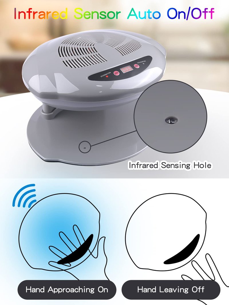 Kalolary Nail Lamp, 400W Air Nail Dryer Nail Fan Hair Dryer for Hands and Feet Nail Polish Automatic Sensor Warm Cool Breeze Use at Home and Salon (Grey)