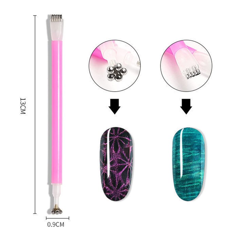 SILPECWEE 15Pcs Nail Magnet Set Cat Eye Gel Nail Polish Magnet Wand Magnetic Nail Polish Cat Eye Magnet for Nails Cat Eye Magnets Sticks Nail Design Tools Nail Art