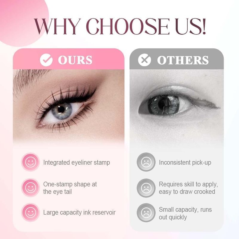 Dual-Ended Eyeliner Stamp Pen - Waterproof Winged Cat Eye Tool, Long-Lasting Matte Finish for Beginners
