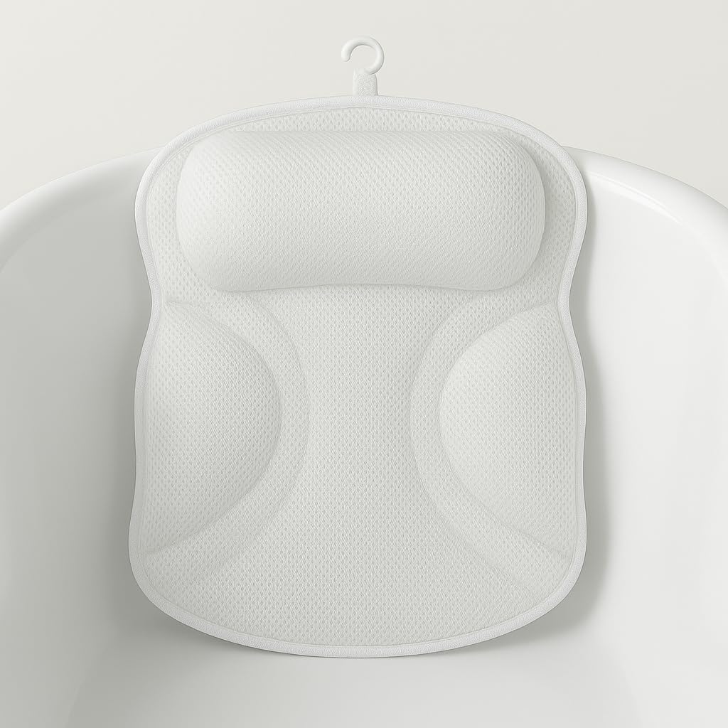Bath Pillows for Tub, Upgraded 2025 Bathtub Pillow for Head, Neck & Back, Extra Thick Double-Ring Support, Quick-Dry Fabric, Non-Slip Spa Cushion, Ideal Gift