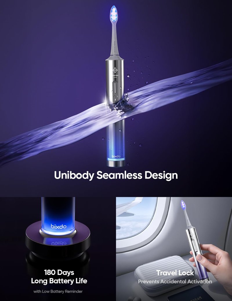 bixdo Whitening Electric Toothbrush for Adults, Professional 460nm Whitening Blue Light Tech, 31,000VPM Sonic & Oscillating Cleaning with Smart AI Sensor, 6-Month Long-Lasting Battery