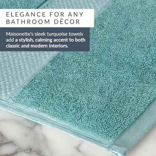 Maisonette Loft Egyptian Cotton Turkish Hand Towels - Soft, Absorbent Washcloths for Face - Ideal Quick Dry Small Towel Wash Cloth Set for Bathroom - (13" x 13", 6 Pack) - Turquoise