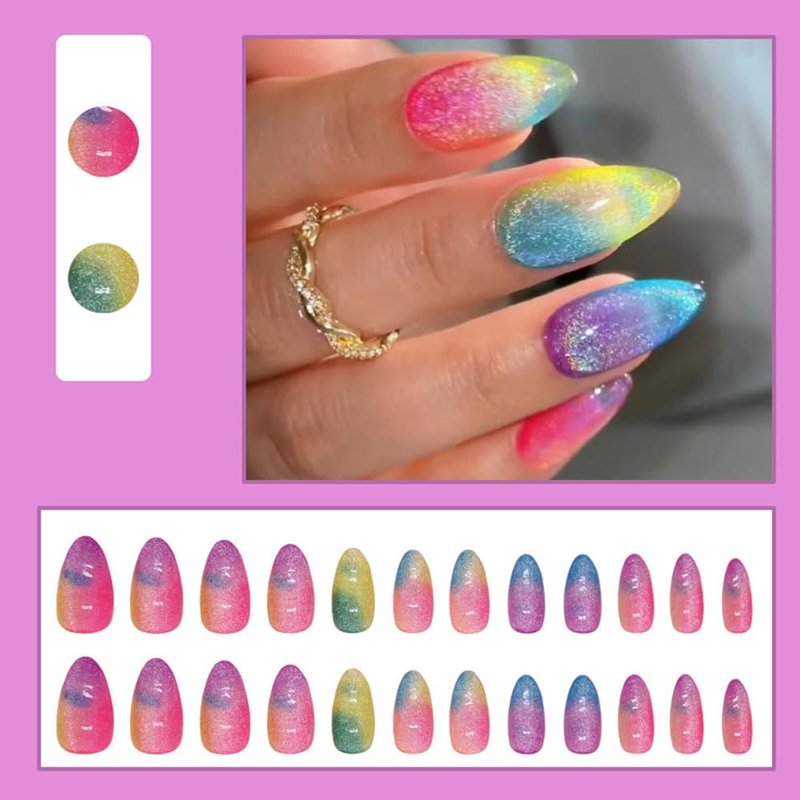 Press on Nails Short Almond - MINGCHUN Autumn Fake Nails Press ons French Nails Tips Glue on Nails with Design Full Cover False Nails nail glue Nails Nail Art Kit Tip for Women Manicure