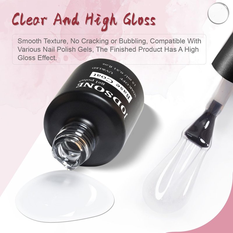 JODSONE 2 Bottles of Top Coat Base Coat Set No Wipe Foundation Combination Bright Surface At Home DIY Nail Salon Girl Gift