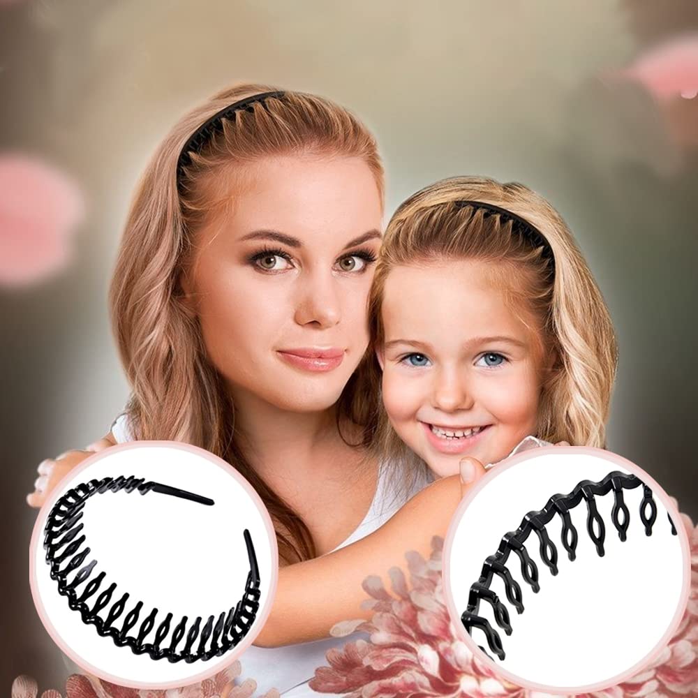 Ultimate 8-Piece Black Plastic Headbands Set - No Slip Design for Women, Men & Teens | Effortless Hair Accessories
