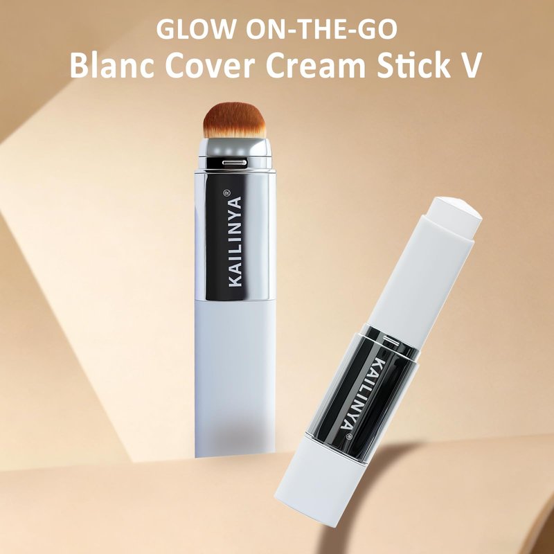 Korean Color Changing Foundation Stick with Brush for Lumine Skin, 2-in-1 Waterproof & Long-Lasting Hydrating Makeup, Dual-Ended Foundation & Concealer Stick, (201)