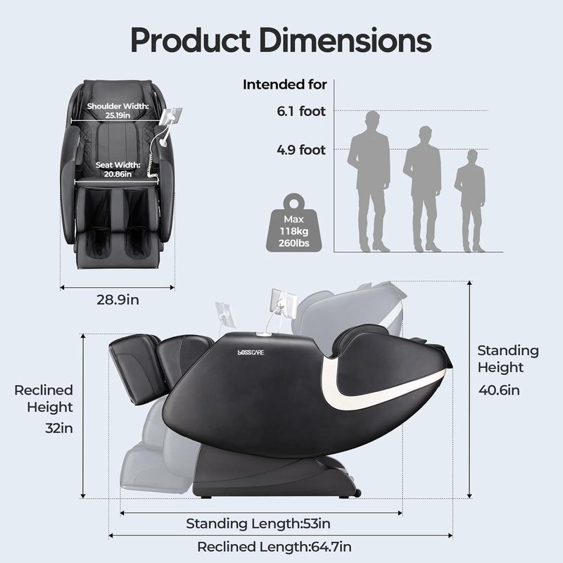 Skiennix Full Body Massage Chair - AI App Control Shiatsu Zero Gravity with Heated Foot Roller & Bluetooth Speaker