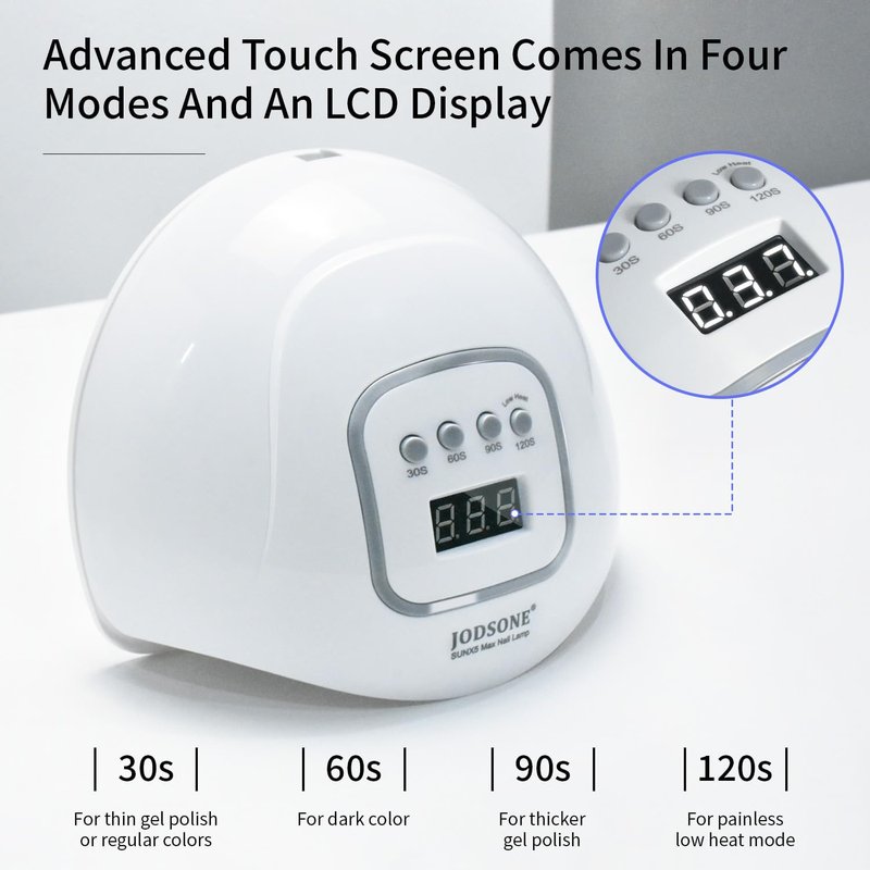 JODSONE U V LED Nail Lamp with Base Coat Top Coat Set, Nail Dryer for Gel Polish for Nails with Automatic Sensor & 4 Timers