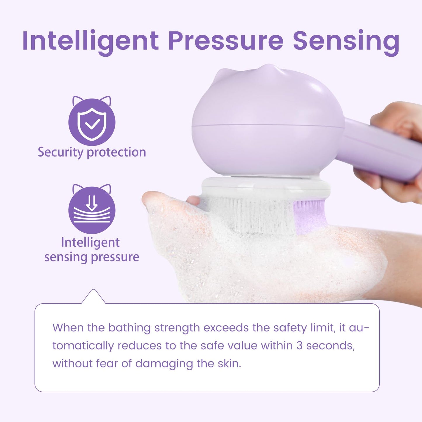 Oh,XIYU. Electric Back Scrubber for Shower Body Brush, Waterproof Shower Body Scrubber for Cleansing, Massaging, Rechargeable Bath Brush for Kids & Adults with 2 Heads & 3 Speed Modes, Taro Purple XY0