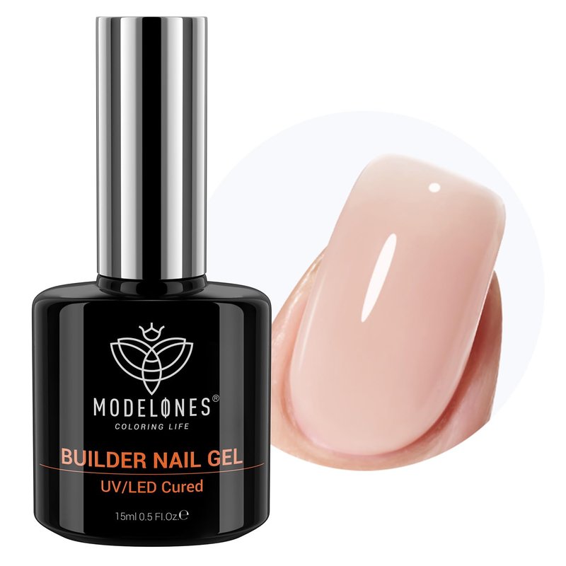 Modelones 8-in-One Builder Nail Gel - Neutral Nude Thickening Strengthener | LED Cured DIY Salon Gel
