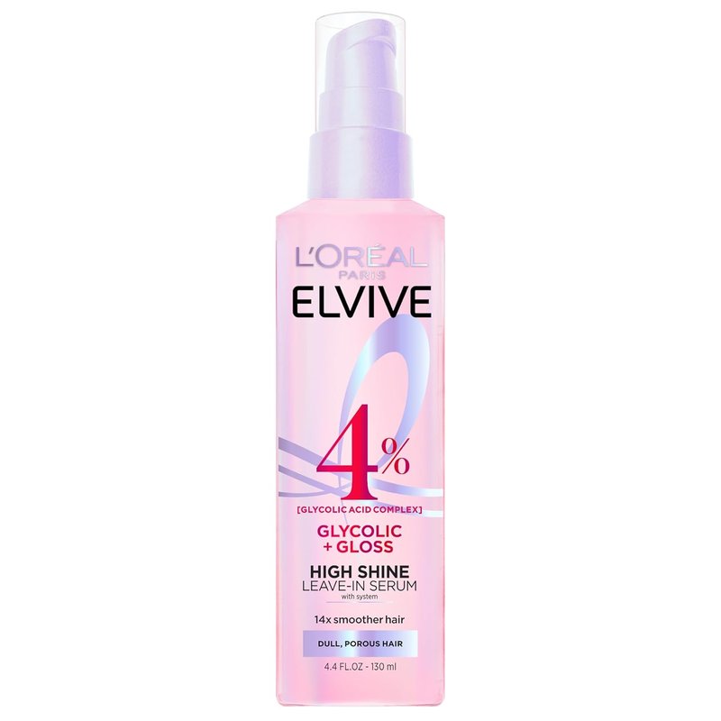 L'Oreal Paris Elvive Glycolic Hair Serum - High Shine Leave-In Treatment for Dull Hair | 4.4 Fl Oz