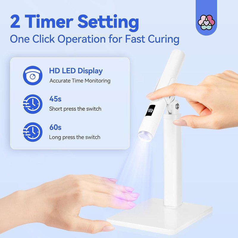 SAVILAND 9W LED Nail Light - Cordless Flash Cure Lamp with LCD Display for Quick Drying Gel Nails