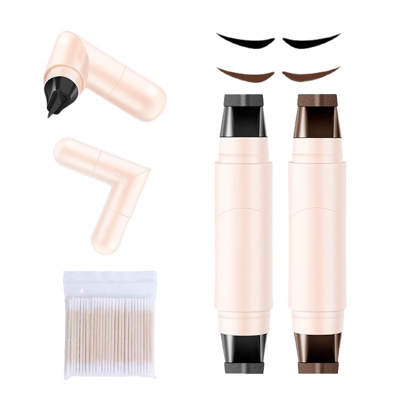 Hubaltuye 2PCS Rotating Eyeliner Stamp Pen, With 100 Dual-Ended Cotton Swabs, Waterproof, Smudge-Proof Wing Eyeliner Stamp, Easy to Create Exquisite Makeup, Ideal For Beginners & Daily Use