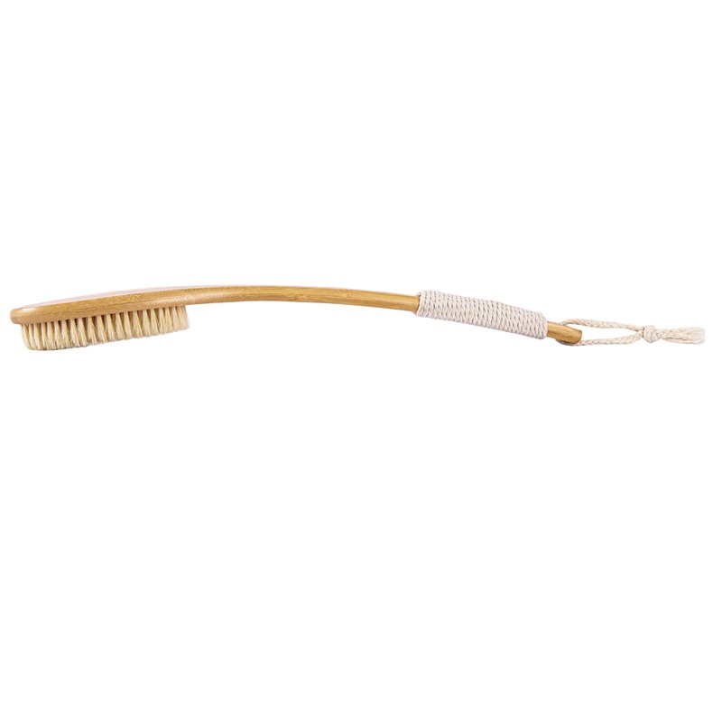 Bamboo Back Scrubber with 16.7 Inch Curved Long Handle Exfoliating Back Scrub Skin Deep Cleansing with Natural Bristles for Men and Women Bath Back Exfoliator Body Dry Brushing