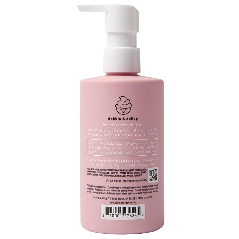 Dabble & Dollop Coconut Kids 3-in-1 Body Wash, Shampoo & Bubble Bath – Tear-Free, Gentle, Natural-Origin, Hypoallergenic and Safe for Sensitive Skin (10 fl oz, Pack of 2)