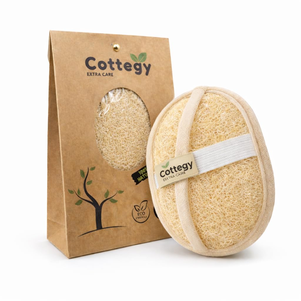 Egyptian Loofah Exfoliating Scrubber - Natural Loofah Exfoliating Body Scrubber - Eco-Friendly Bath & Shower Sponge for Face & Body, 100% Natural, Men & Women - Double face (1, Large)
