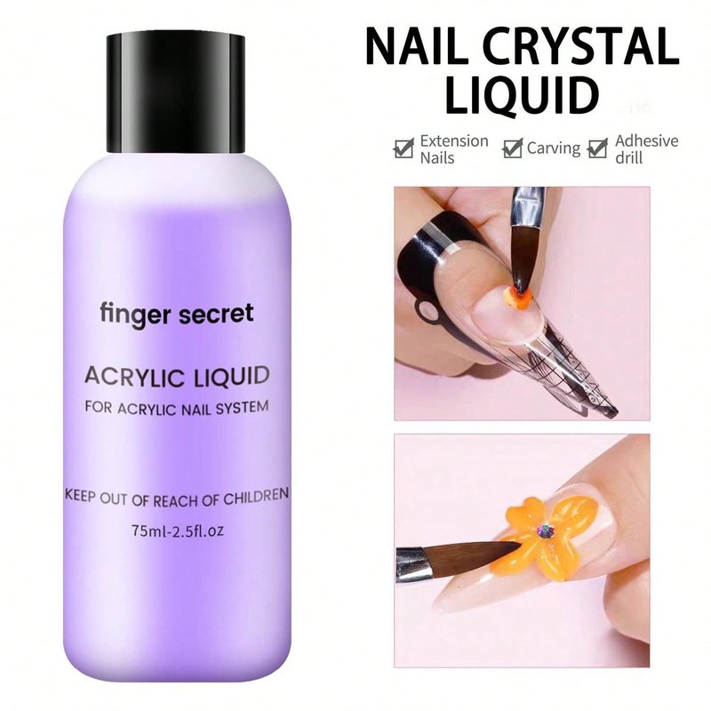 Acrylic Liquid Monomer with a brush and a cup, Non-Yellowing Acrylic Nail Monomer Liquid for DIY Home & Nail Salon Use (set1)