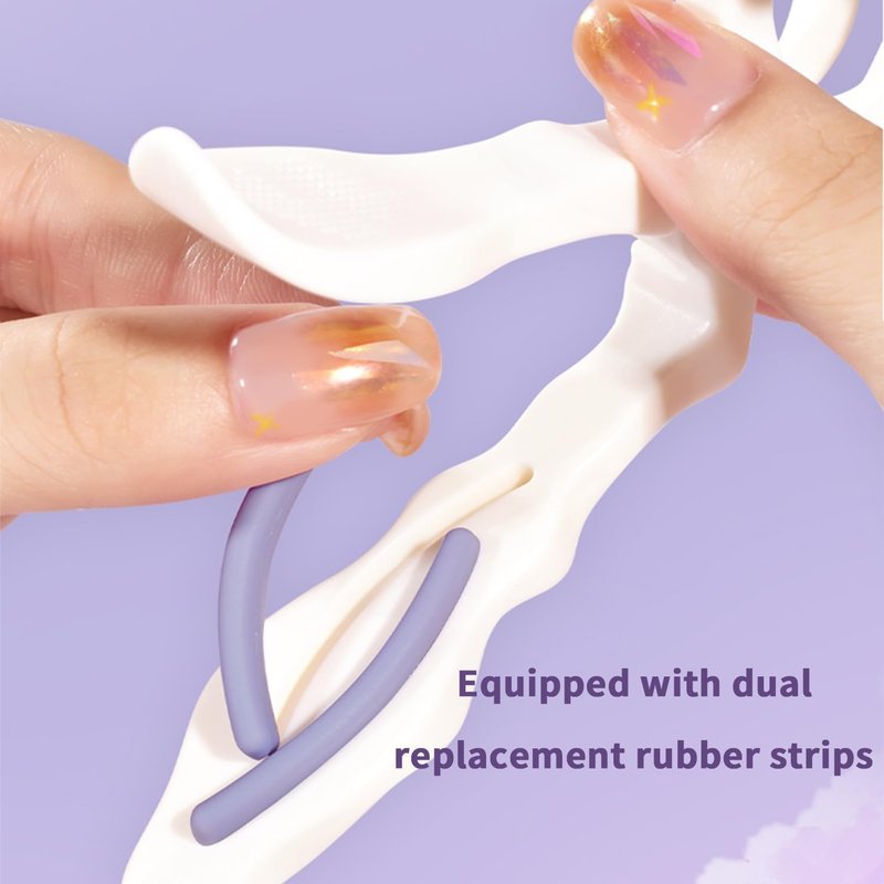 Eyelash Curler, Plastic Eyelash Curlers with Silicone Refill Pads Cute Eye Lash Curler Makeup Tool for Women Girls No Pinching, Purple Eyelash Curler