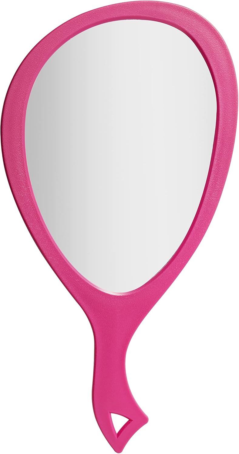 Zadro Large Hand Mirror - Bright Pink Handheld Salon Mirror for Makeup | 15" x 8" Size