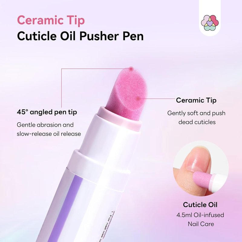 SAVILAND Cuticle Remover Pen - Ceramic Pusher & Nourishing Oil for Nail Care | 4.5ml, 2PCS