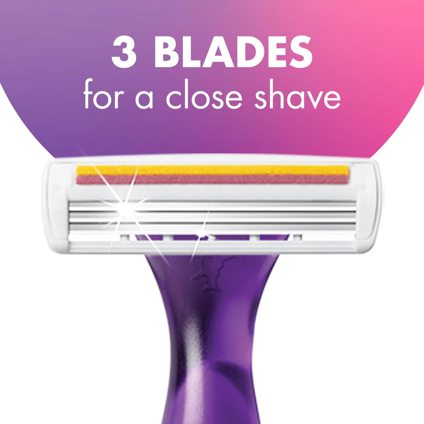 BIC Soleil 3 Scented Women's Disposable 3-Blade Razors, Moisture Strip with Vitamin E and Lavender Scented Handles, 4-Pack