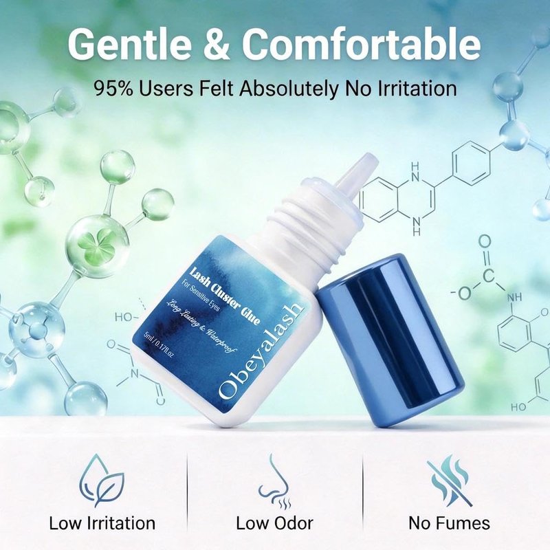 Sensitive Cluster Lash Glue Waterproof – Obeyalash Open Eyes DIY Lash Cluster Glue Strong Hold Eyelash Adhesive for Individual Eyelashes, 2 Week Long Lasting Waterproof for Beginner Friendly(1)