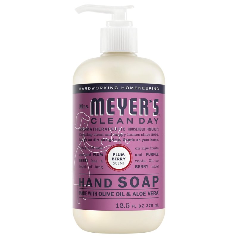 MRS. MEYER'S CLEAN DAY Hand Soap - Plum Berry Scent | 12.5 Fl Oz Bottle for Gentle Cleansing