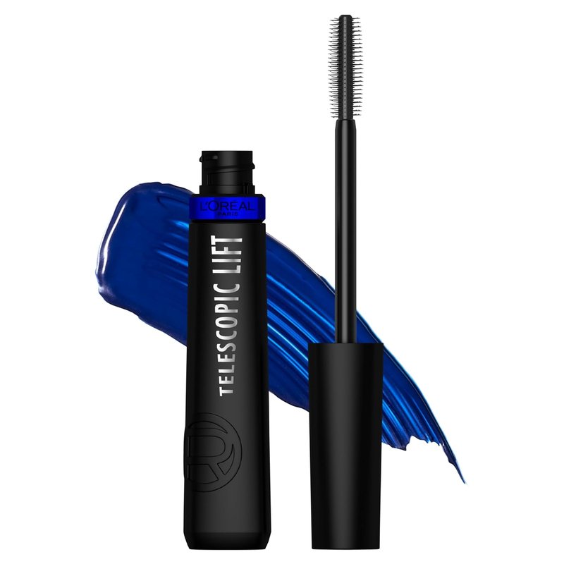 L'Oreal Paris Telescopic Lift Mascara - Lengthening & Volumizing Eye Makeup | Washable Stellar Blue, 0.33 Fl Oz