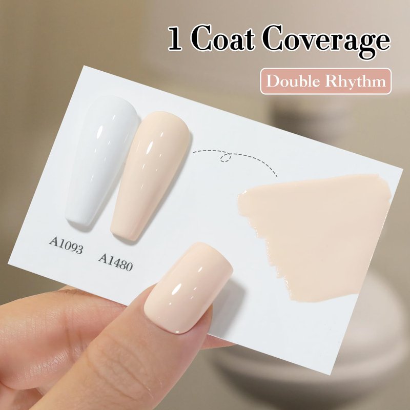 Double Rhythm 15ML Gel Polish Pure Sheer Same Color Same Bottle Soak Off Gel Polish Art Manicure Salon DIY at Home for Women (Cream White-A1480)