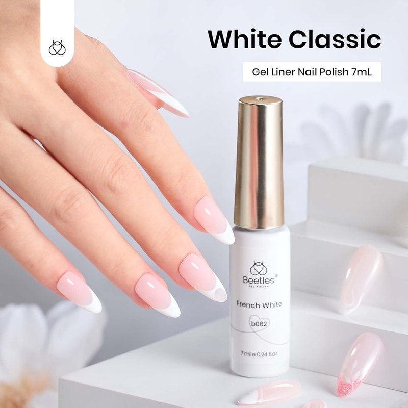 Beetles Gel Polish | Classic White Swirl Nail Art Gel Liner - 7ml for Thin French Tips