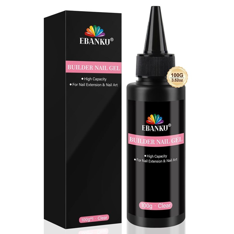 EBANKU Builder Gel for Nails - Clear Strengthener, Long-Lasting Soak Off, 100ml for DIY Art Manicure