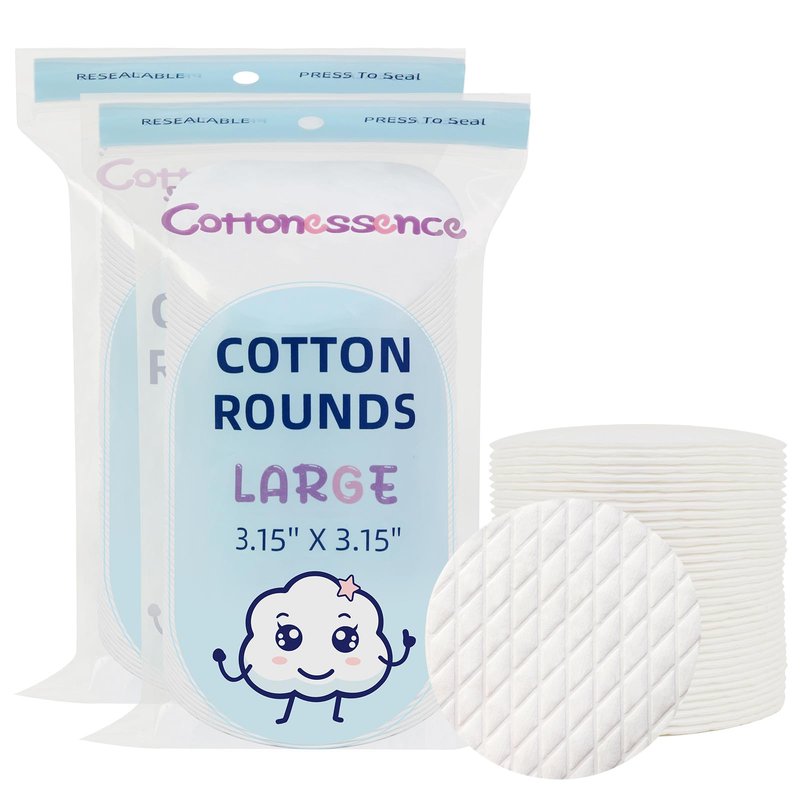 Premium Cotton Rounds（120 Count， Pack of 2 - Cotton Pads for Face, 100% Cotton Makeup Remover Pads, Soft and Lint-Free, for Removing Makeup, Nail Polish