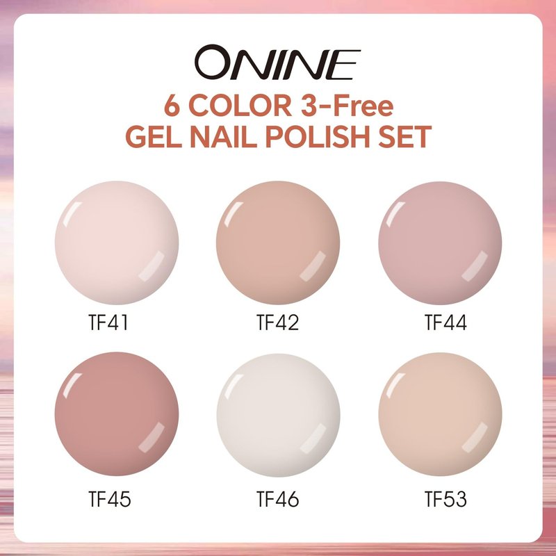 Skiennix 3-Free Gel Nail Polish Set - 6Pcs 10g Nude Pink Jelly | Long-Lasting High Gloss Soak Off for Salon & Home Use