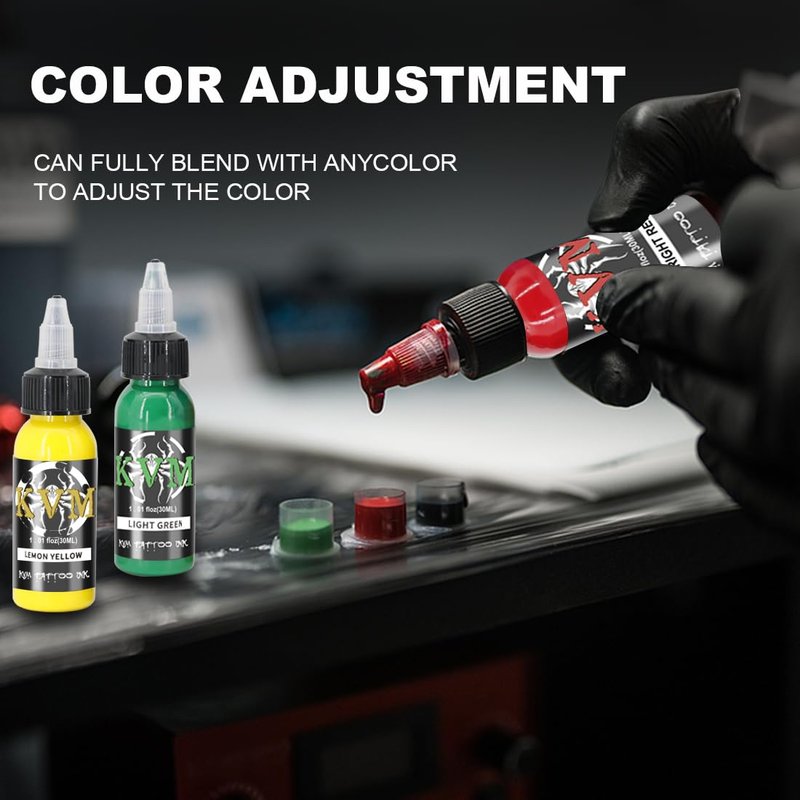 KVM Tattoo Ink Set 14 Pcs Colors 1oz (30ml) Tattoo Supply Indoor Tattoo Studio Renowned for its Smooth Flow Characteristics