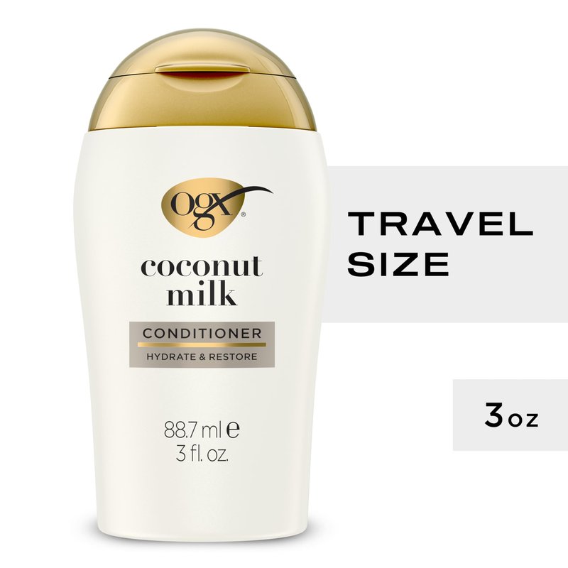 OGX Nourishing + Coconut Milk Moisturizing Conditioner, Hydrating & Restoring Conditioner Moisturizes for Soft Hair After the First Use, Travel Size, TSA-Compliant, 3 fl. oz