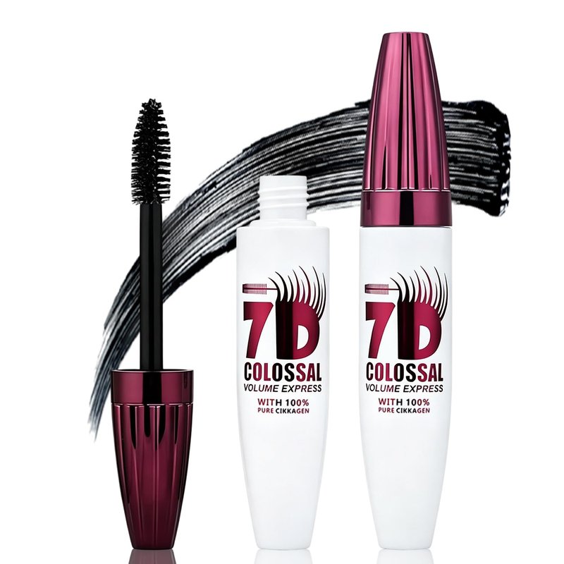 2Pack 7D Waterproof Mascara,Volumizing&Lengthening Mascara,Long Lasting Smudge Proof Mascara,Black Buildable Thickening Mascara for Eyelashes,Thickening Eye Makeup for Defined Curl,For Women and Girl